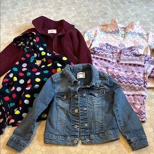 4 fleece and 1 denim jacket
